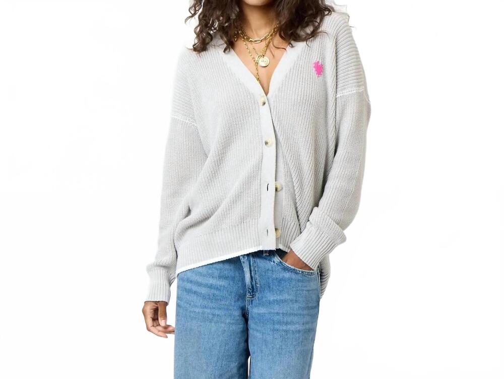 NEW KERRI ROSENTHAL slouchy v-neck cardigan in silver grey